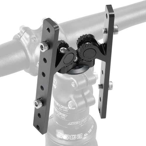 CyclingDeal Bike Bicycle Stem Mount Water Bottle Cage Adapter - Fully Adjustable for Bicycle Stem Top Cap - Premium Aluminum Alloy - for 2 Bottle Cages