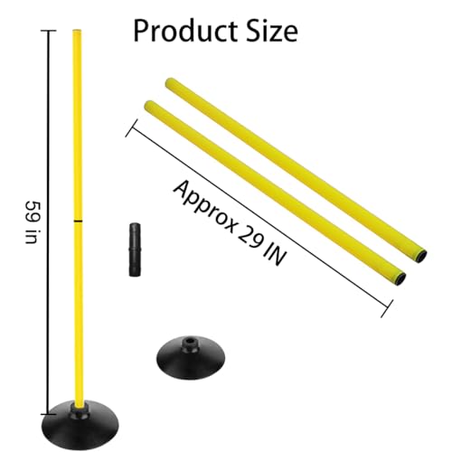 ASENVER Soccer Agility Poles Set Detachable Sports Trainning Speed Pole Slalom Poles with Rubber Base Sport Traning Equipment (4.9 FT, Pack of 12) by ASENVER - Image 5