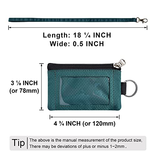 Image of CHENSPRX Minimalist RFID Blocking Small Wallet with ID Window,WaterResistant Zip Id Case Wallet with Lanyard Keychain for Cards,Cash,Travel,Women,Men