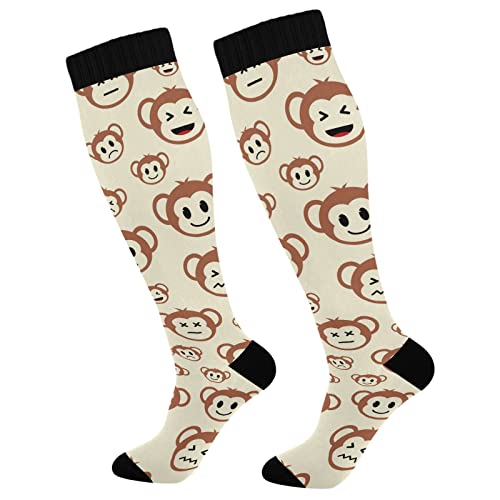 Wusikd Cute Monkey Face Compression Socks for Women and Men Circulation Long Socks for Athletic Running 1