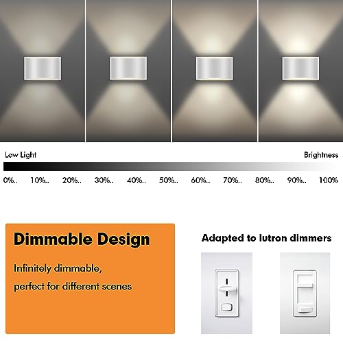 Image of Wall Sconces Set of Two | Modern LED Indoor Wall Lights,Up and Down Wall Mount Light,Aluminum,Hardwired,Dimmable, Warm White 3000K, 1400Lm