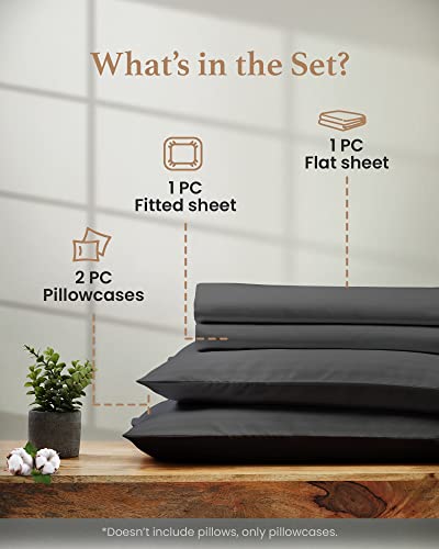 Image of Good Sleep Bedding Full Size Sheet Sets, 4 Piece, 100% Egyptian Cotton Full Sheets, Silky Sateen Weave, Ultra-Soft Hotel Sheets, 16 inch Deep Pocket Full Bed Sheets Set - Dark Gray