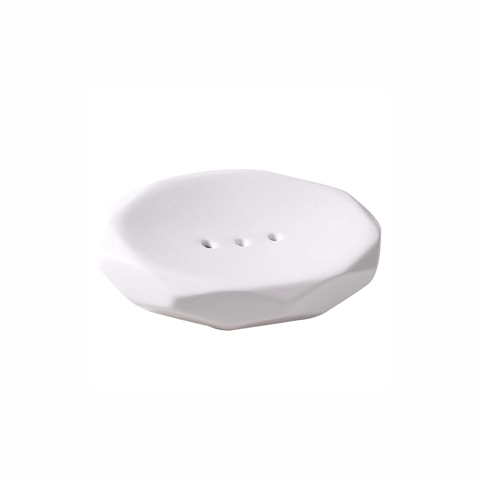 JINGYAN Soap Dishes Soap Dish Ceramic Box Holder Bathroom Supply For Home Dorm Hotel Drain(White)