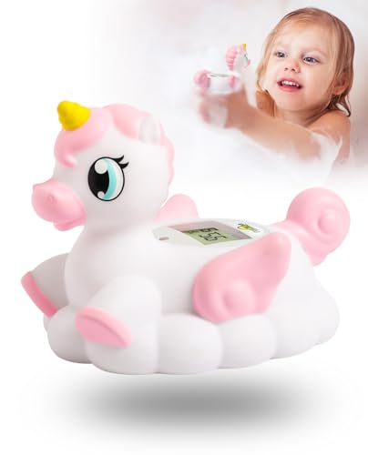 Image of Baby Bath Thermometer Newborn Digital Unicorn Baby Bath Temperature Thermometer for Infant Bathtub Water Floating Rubber Toy WP01