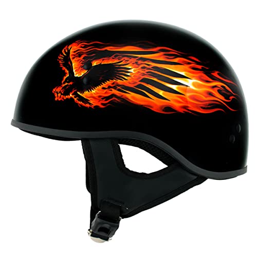 Hot Leathers Hld1006 'Black Out Eagle' Motorcycle Dot Approved Skull Cap Half Half Helmet For Men And Women Biker - Large #TOP3