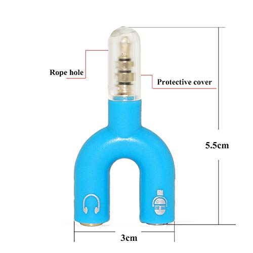 Image of FENTICO Headset Splitter Headphone Microphone Adapter, U Shape 3.5mm 4 Pole Male to 2 x 3 Pole Female Y Splitter for Audio Stereo Headphone and MIC for Phones, Computers, MP3, Tablet (Random Colors)