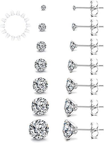 YADOCA 7 Paires Boucles d'Oreilles en Acier Inoxydable Zircone Cubique Oreille Cartilage Hélix Piercings de Tragus pour...