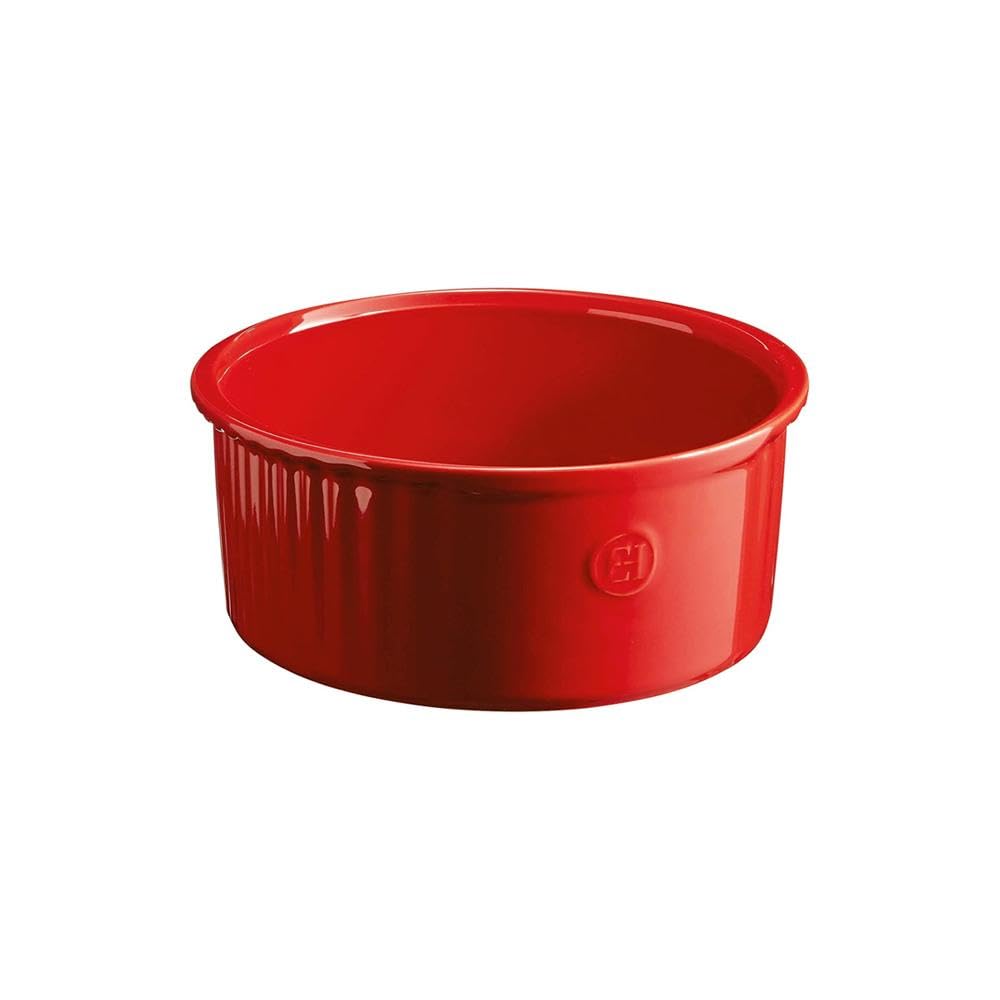 Emile Henry EH346880 Moule à Soufflé, Céramique, Rouge Grand Cru, 21 cm, 23 x 21, 5 x 10 cm