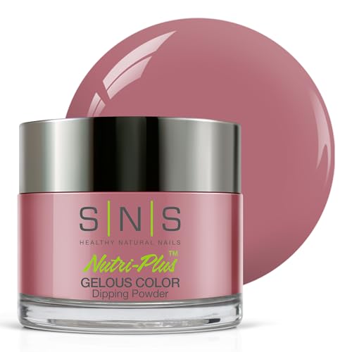 SNS Nail Dip Powder, Gelous Color Dipping Powder - Grace Bay (Purple/Mauve Rose, Cream) - Long-Lasting Dip Nail Color Lasts 14 Days - Low-Odor & No UV Lamp Required - 1oz