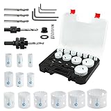 GMTOOLS Hole Saw Kit Bi Metal, with 3/4' to 2-1/2' 22 PCS Saw Blades in Case, Hole Saw Set for Metal, Wood and Plastic, with Clean and Smooth Cutting Edge, Fast Chip Removal
