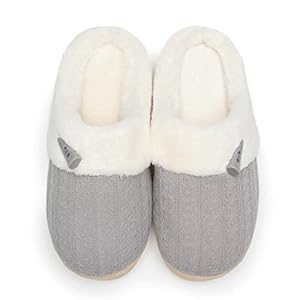 NineCiFun Women’s Slip on Fuzzy House Slippers Memory Foam Slippers Scuff Outdoor Indoor Warm Plush Bedroom Shoes with…