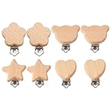 8 Stück Holz Clips Natur, Holzclip mit Metallverschluss, Herz...