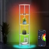 Floor Lamp with Shelves Corner Shelf with Lights Standing Lamp with Charging Stake APP Control Music Sync Multicolor Corner Lamp for Living Room Christmas House Warming Gifts New Home (White 5 Tier)