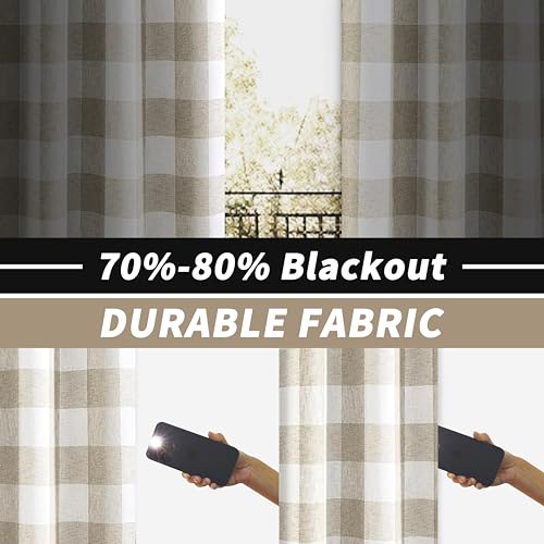 Buffalo Plaid Blackout Curtains for Home Décor - Taupe
