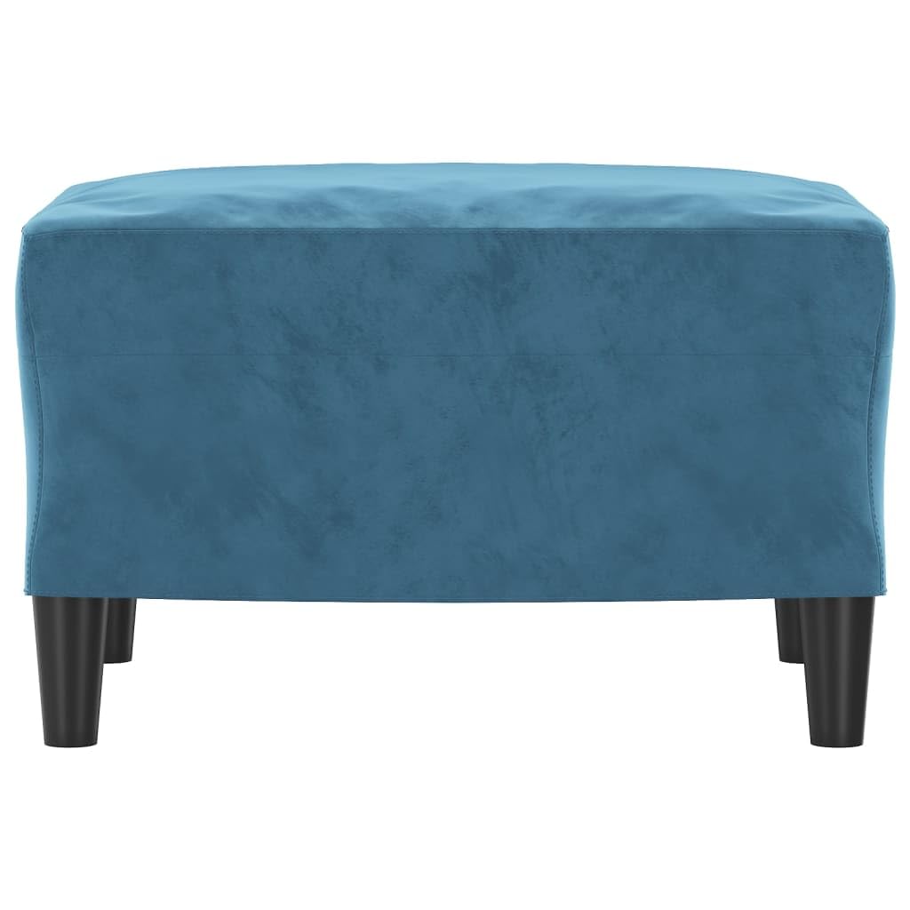 Poggiapiedi in velluto blu, 60 x 50 x 41 cm, comodo pouf per soggiorno e camera da letto, sgabello robusto con morbida imbottitura, design flessibile come seduta aggiuntiva