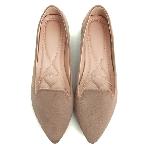 Image of Dear Time Women's Pointed Toe Ballet Flats Simple Casual Office Work Flats Slip-on Comfortable Shoes