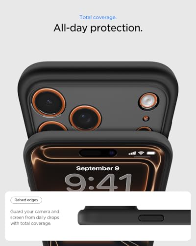 Image of Spigen Ultra Hybrid MagFit Back Cover Case Compatible with iPhone 17 Pro (TPU + Poly Carbonate | Frost Black Orange)