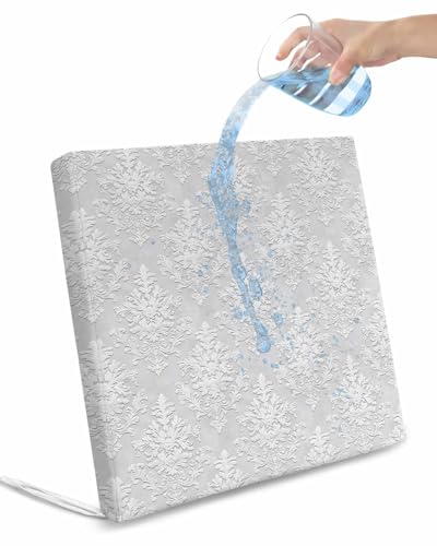 Hokiten Gray Boho Outdoor Cushion Chair Cover Set of 2 - Waterproof Couch Seat Covers, Ethnic Vintage Abstract Floral Pattern Art Patio Furniture Protector Cushions Slipcovers for Sofa/RV, 22