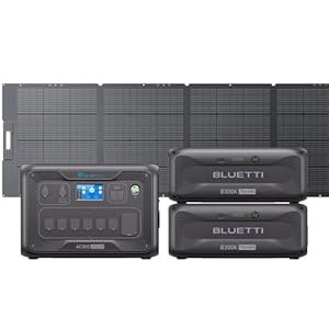 BLUETTI Solar Generator AC300 & 2 B300K Modular Power System with 350W Solar Panel Included, UPS Battery Backup for Home Emergency Power Outage Off Grid