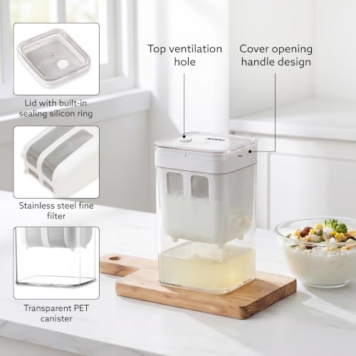 Image of AGARO Greek Yogurt Maker & Curd Strainer, 1100ml BPA-Free Yogurt Strainer with Fine Mesh Filter, Whey Separator for Homemade Greek Yogurt, Curd, Cheese & Dairy