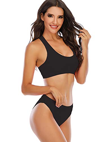 YELAIVP Women's Solid Racerback Athletic Bikinis Sporty Two Pieces Swimsuit Junior Teen Girls Sports Bathing Suits3