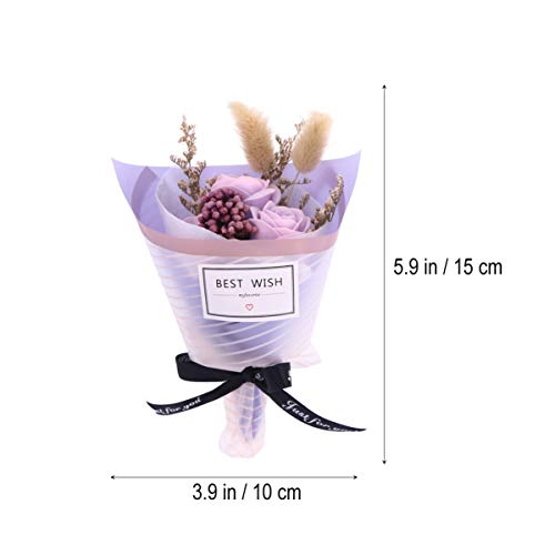Amosfun Sabão artificial perfumado rosa floral romântico mini buquê de flores secas caixa de present
