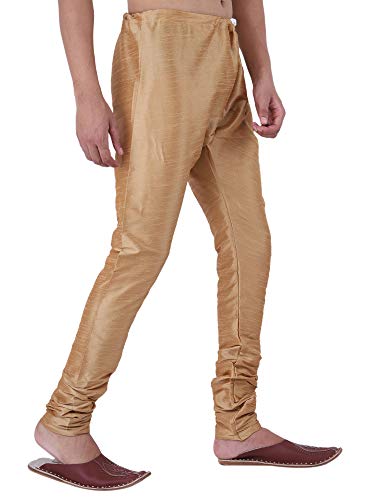 Image of HUZUR Men Pyjama,Churidar,Bottom wear,Silk Blend,Regular Fit,Wedding,Party,Festival,Family Funcation,White,Gold,Pajama
