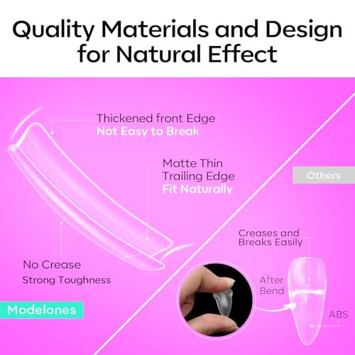 Image of Modelones Duck Nail Tips Short Flare Pre-shape Half Cover Soft Gel Wide Kit