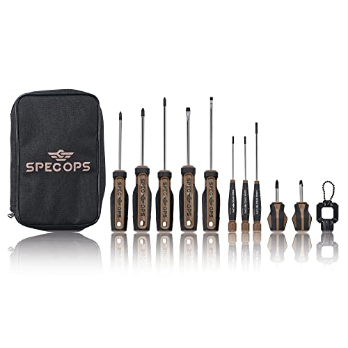 Image of Spec Ops Tools Screwdriver Set for Professional Construction & Jobsite Use, Phillips and Slotted Drivers with Magnetic Tips, 10-Piece