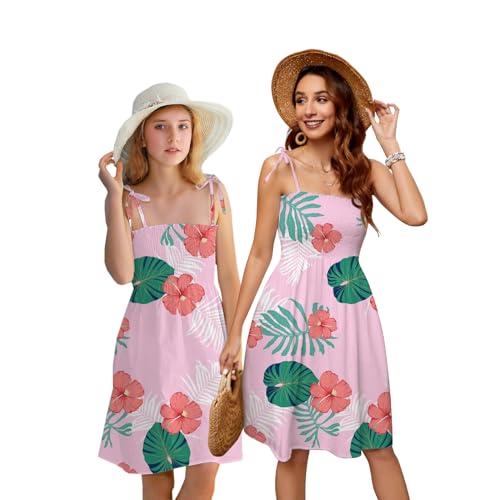 Image of SANGTREE Girls' Women's Summer Sundress Casual Smocked Floral Beach Holiday Dress, 18 Month - XL