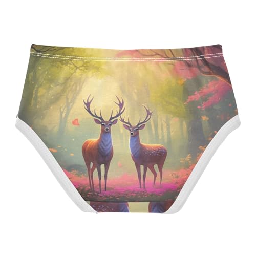 Fantasy Deer Forest Blooming Toddler Girls Underwear 2t Cotton Panties Little Girl Personalized Briefs Girls Undies2