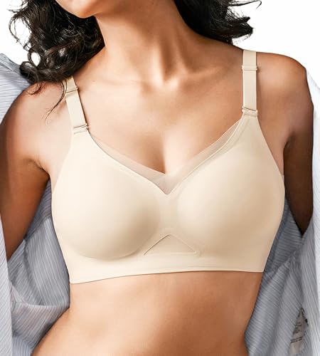 SHARICCA Wireless Bras for Women Seamless Comfortable Jelly Supportive Full Coverage Bra Mesh Bralette Everyday Bras