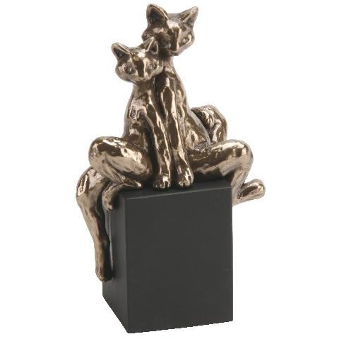 Polished Bronze Figurine On Block - Pair Of Cats Cover