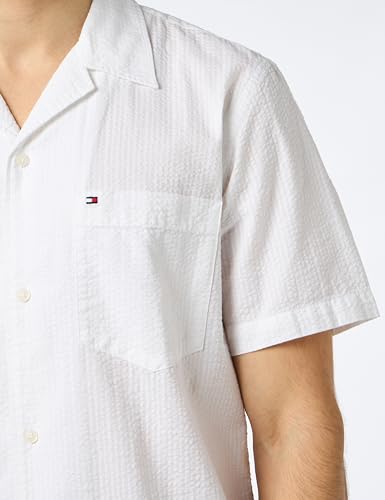 Tommy Hilfiger Herren Hemd Seersucker Solid Shirt Kurzarm, Weiß (Optic White), XS – Ansicht 4