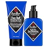 Jack Black Face Buff Energizing Scrub 6 Fl Oz & Double-Duty Face Moisturizer 3.3 Fl Oz Bundle - Mens Facial Scrub & Facial Moisturizer for Men