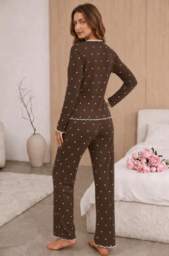 Ekouaer Women Fall Pajama Sets Cute V Neck Lounge Set Flared Wide Leg - image 4