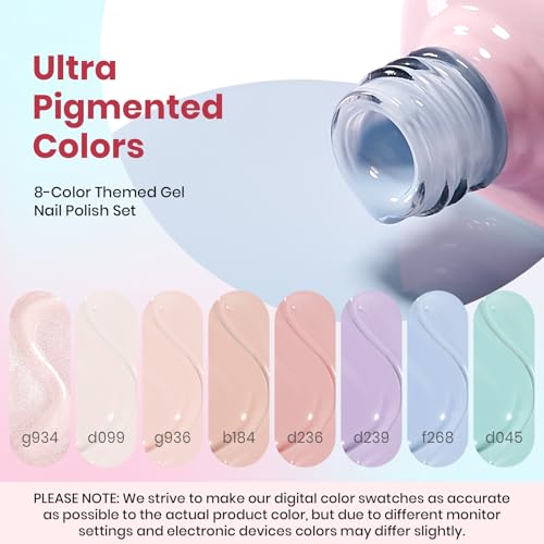 Image of Beetles Gel Nail Polish Set - Soft Manifest 8 Colors Neutral Nude Glitter Pink Green Gel Soak Off UV LED Gel Polish Home Salon Spring Gifts for Women
