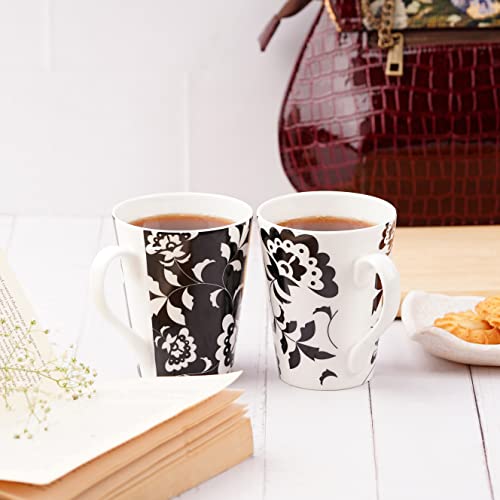 Image of Dandy Lines Conical Black and White Floral Design, 95015, Pack of 4