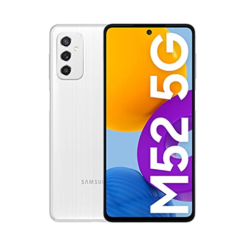 SAMSUNG Galaxy M52 5G - 携帯電話、Android、スマートフォン、128 GB、ホワイト、ES バージョン