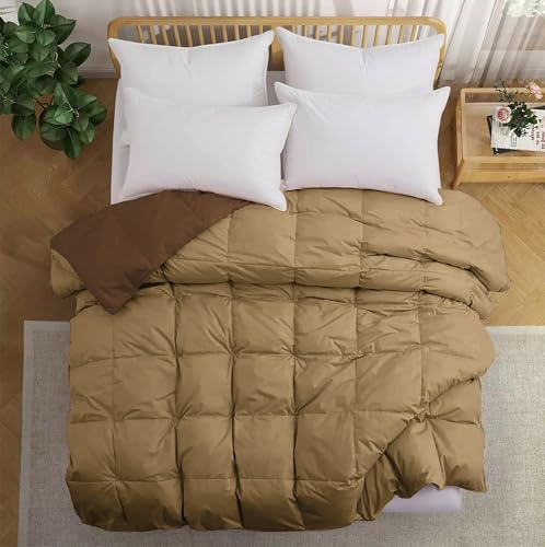 Image of Fluffy 600 GSM Winter Comforter Double Bed Size 90 inchX100 inch - 600 GSM Heavy Winter Quilt Microfiber Rajai /Duvet /Blanket Super Soft Double Bed - Beige /Chocolate Brown Color