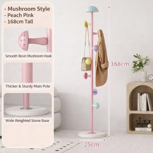 Image of HomeCloud Heavy-Duty Steel Coat Hanging Stand for Home & Boutiques-Freestanding Clothes Hanger Rack for Coats, Jackets, Hats, Bags & Daily Garments (Pink)