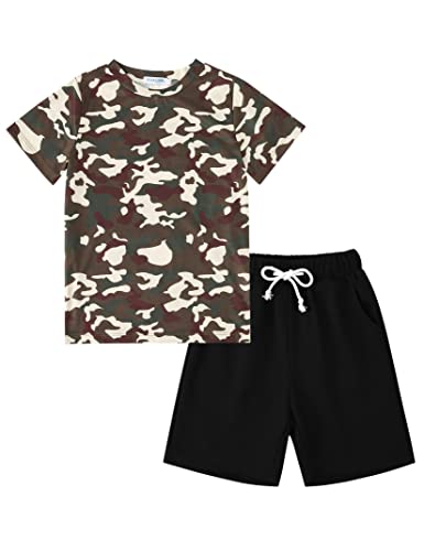 Image of GERU Boy Shorts Sets Hawaiian Outfit Kid Leaves Floral Short Sleeve Shirt Top+shorts Suits