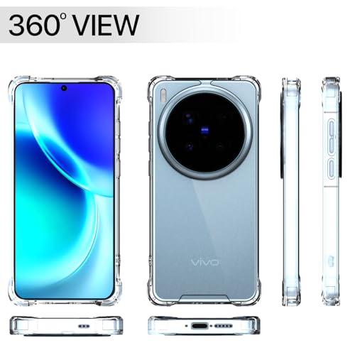 Image of Amazon Basics Back Cover for Vivo X300 Pro 5G PC + TPU Clear Transparent Raised Edges Shockproof Protective Phone Bumper Case (Transparent)