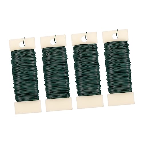 Housoutil 4 Rolls Floral Styling Wire Flexible Lightweight Green Paddle Wire for Crafting Wreaths and Floral Arrangements Durable Resistant Easy to Cut Per