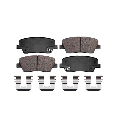 Image of Detroit Axle - Rear Brake Pads for Hyundai 2010-2016 Santa Fe, 2013-2016 Santa Fe Sport, 2011-2015 Kia Sorento, Ceramic Brake Pads w /Hardware 2014 Replacement