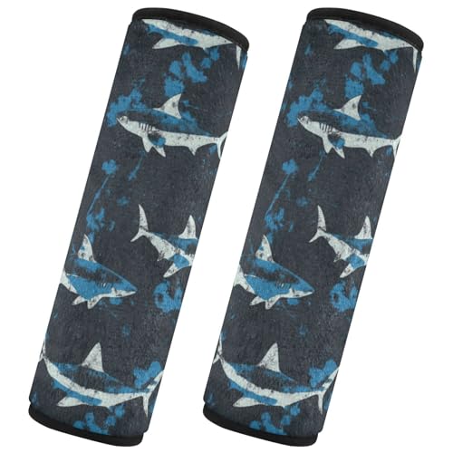 Seat Belt Covers 2 Pack Sharks Car Seat Strap Covers Super Soft Car Seat Neck Cover for Boys Girls Adults Babies M