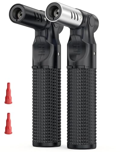Küchenbrennerr 2 Stück Bunsenbrenner Flambierbrenner Butan Jetflame Sturmfeuerzeug für Schweißen Backen Grill Camping Creme Brulee ohne Gas