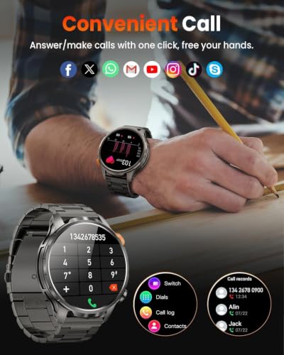 Image of Military Smart Watches for Men (Answer /Make Calls), 1.91''Smart Watch with Blood Pressure /Heart Rate /Sleep /100+ Sport Modes, Fitness Tracker for Android and iPhone, Waterproof Watches for Men(Black)