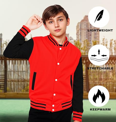 Kids Baseball Jackets Boys Girls Fit Varsity Jacket Casual Team Uniform Plain Button School Coat3