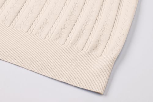 Image of SANGTREE Women's Cable Knit Half Sleeve Sweaters, Crew Neck Solid Color Knitted Summer Pullover Tops